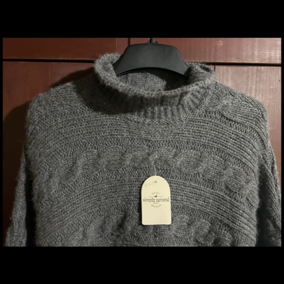 Simply Natural Designs Baby Alpaca Cable Knit Sweater Poncho Grey Size OS - NWT - Picture 3 of 16